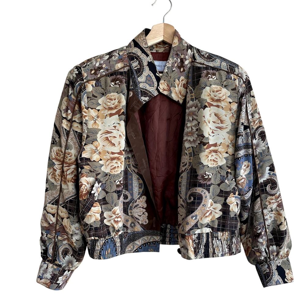 Howard Wolf made‎ in USA floral bomber jacket vintage 70s women's size 8